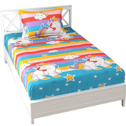 Exclusive Unicorn Print Single Bed Sheet N Pillow Cover Combo