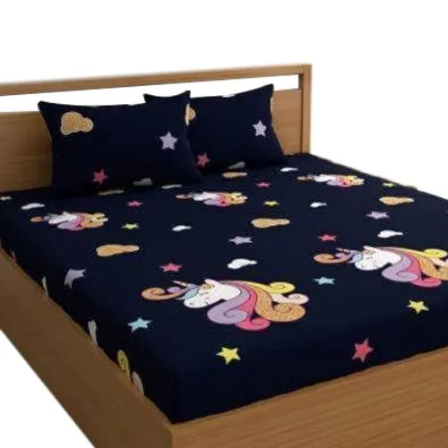 Eye-Catching Cartoon Print Double Bed Sheet N Pillow Cover