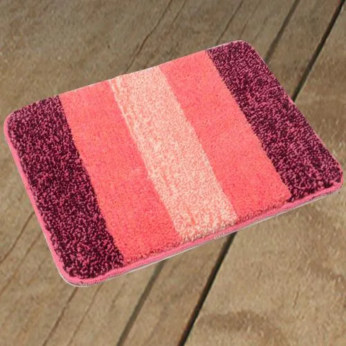 Trendy Striped Pink Bath Mat