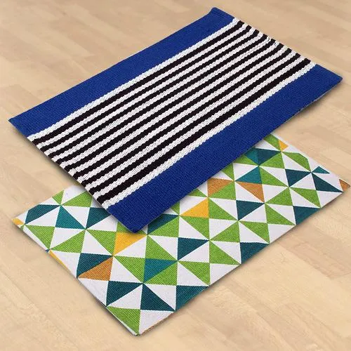 Lovely Set of 2 Modern Cotton Printed Rug