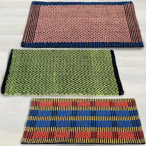 Sensational Set of 3 Traditional Style Cotton Blend Doormats