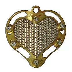 Marvelous Gold Tone Metal Heart Shaped Pendant with Mesh