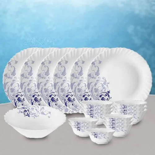 Brilliant Larah by Borosil Blue Eve Silk Series Dinner Set