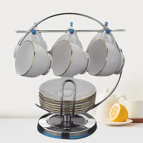 Stylish Cup N Saucer Stainless Steel Stand from Bridge2Shopping