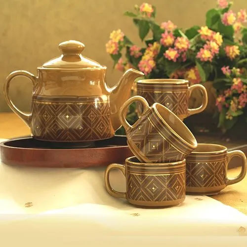Marvelous Tea Pot N Tray Gift Set