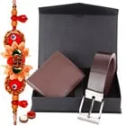 Attractive Combo of Wallet and Belt with Free Rakhi and Roli Tilak Chawal
