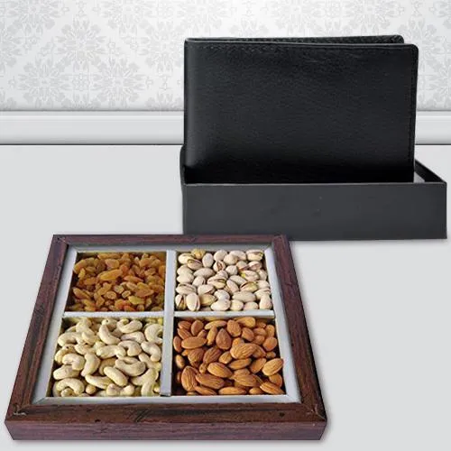 Remarkable Gents Leather Wallet with Dry Fruits