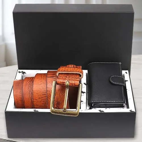 Lovely Hide and Skin Mens Leather Card Holder and Belt<br>