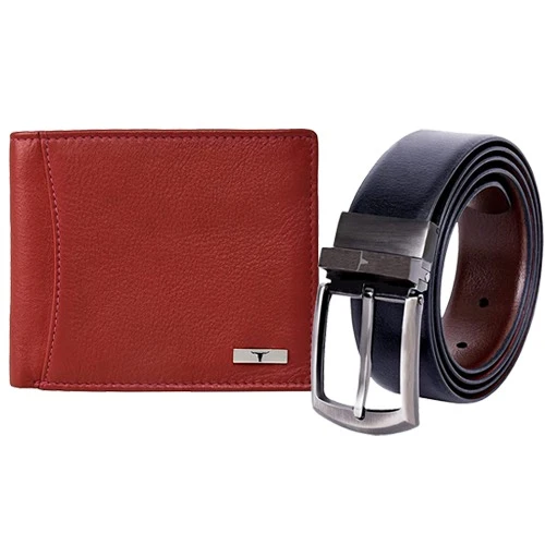 Designer Urban Forest Mens Wallet N Reversible Belt Set