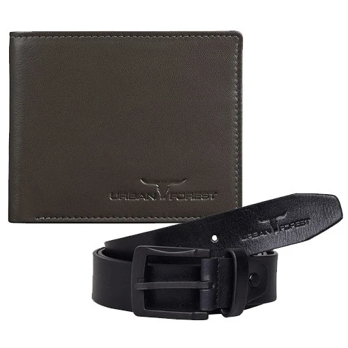 Stylish Urban Forest Mens Leather Wallet N Belt Set