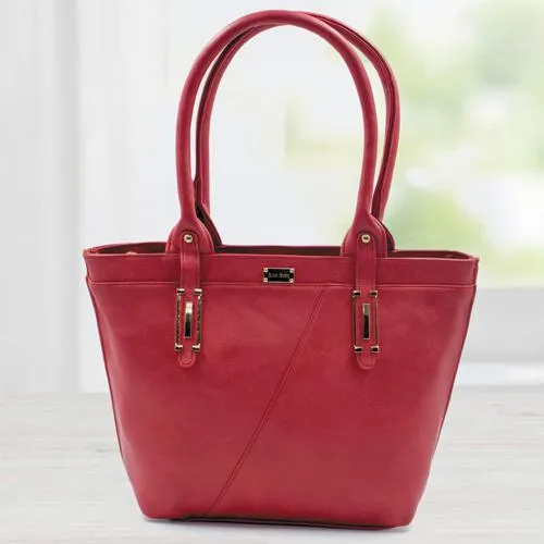 Stylish Red Color Leather Vanity Bag for Women