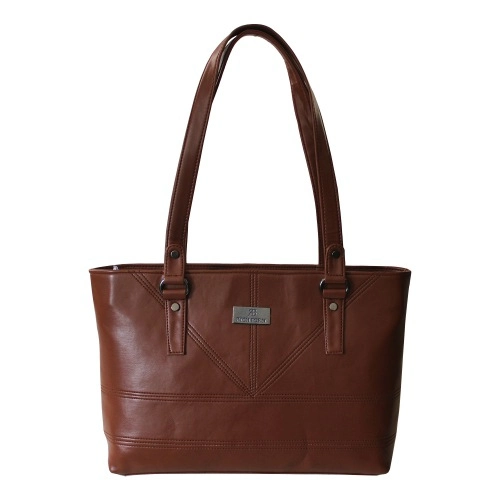 Womens Front Stitches Cool Brown Vanity Bag