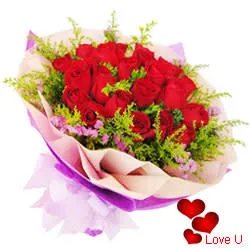 18 Exclusive Dutch Red Roses Bouquet Nicely Wrapped