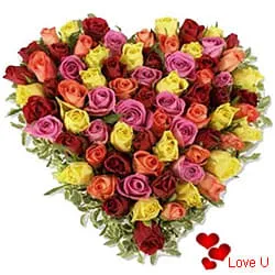 Multi Coloured Heart Shaped Arrangements