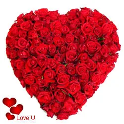 200 Red Roses in Heart Shape Arrangement