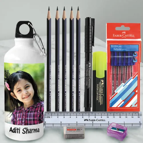 Fabulous Personalized Photo Sipper with Faber Castell School Kit