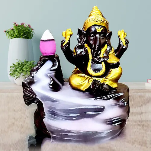 Impressive Lord Ganesh Smoke Backflow Cone Incense Showpiece