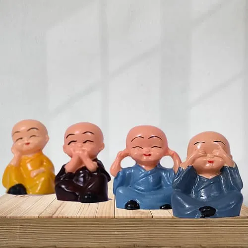 Pious Set of 4 Laughing Buddha Polyresin Statue