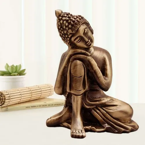 Creative Relaxing Buddha Metal Showpiece