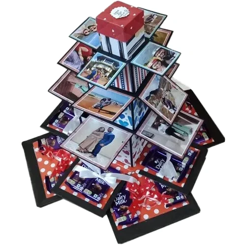 Breathtaking 7 Layer Tower Explosion Box of Photos N Chocolates
