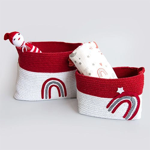 Beautiful Rainbow Design Cotton Rope Baskets