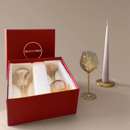 Stylish Amber Gold Wine Glass Duo