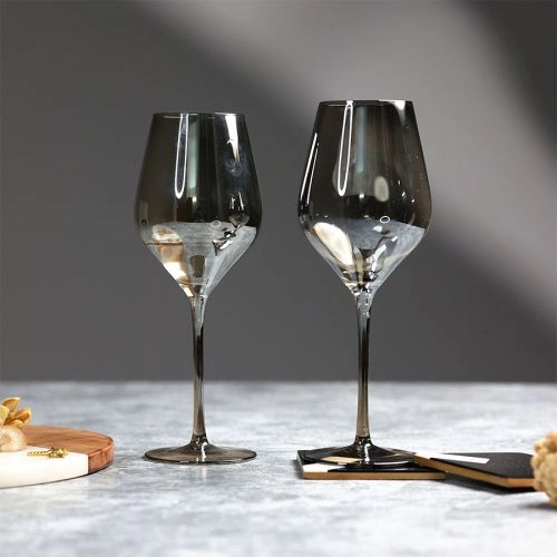 Stylish Pair  Smokey White Wine Glasses