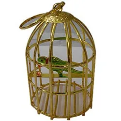 Marvelous Golden Plated Bird Cage with Colorful Parrot