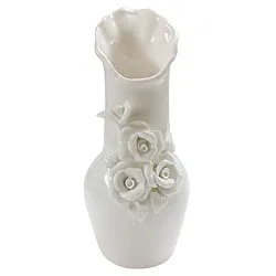 Sophisticated Ceramic White Vase with Flower Design