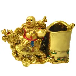 Adorable Laughing Buddha Pen Stand for Fortune and Wealth