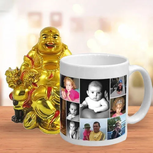 Lovely Personalized Coffee Mug with a Laughing Buddha