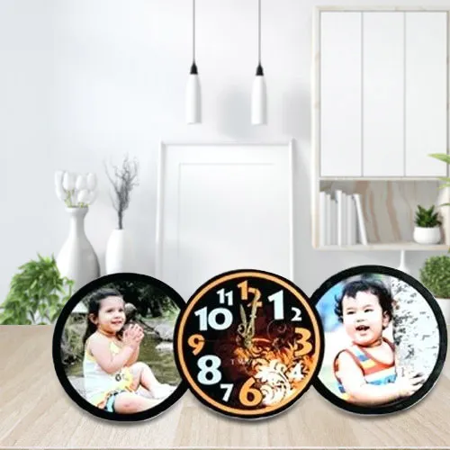 Special Personalized Table Clock with Twin Photo