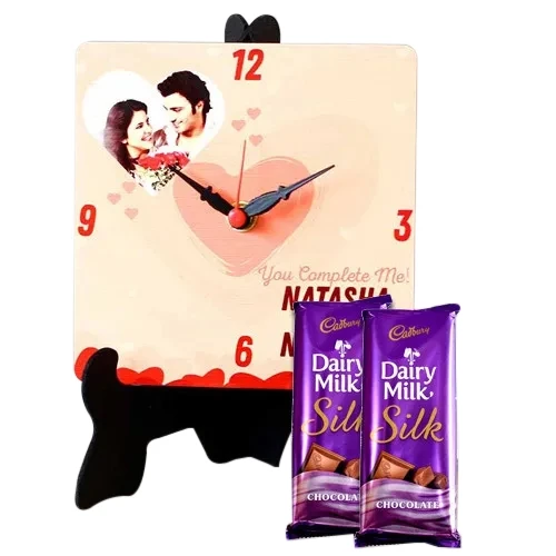 Exquisite Personalized Photo Clock with Cadbury Dairy Milk Silk