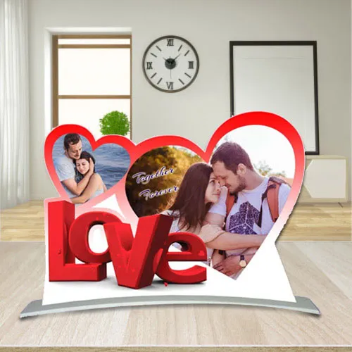 Superb Twin Heart Shape Personalized Photo Frame with Love Message