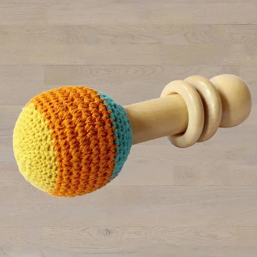 Amazing Wooden Non Toxic Crochet Shaker Rattle Toy