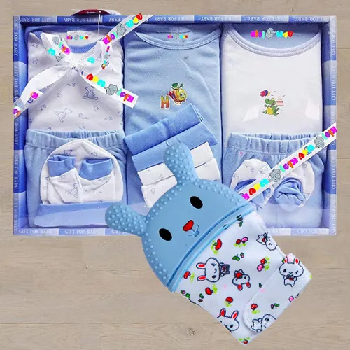 Wonderful Wishkey Silicone Teething Mitten N Cotton Clothes Set