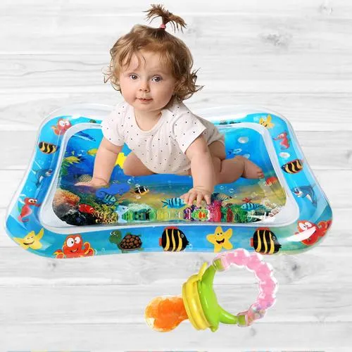 Amazing Inflatable Water Tummy Time Playmat with Food Nibbler