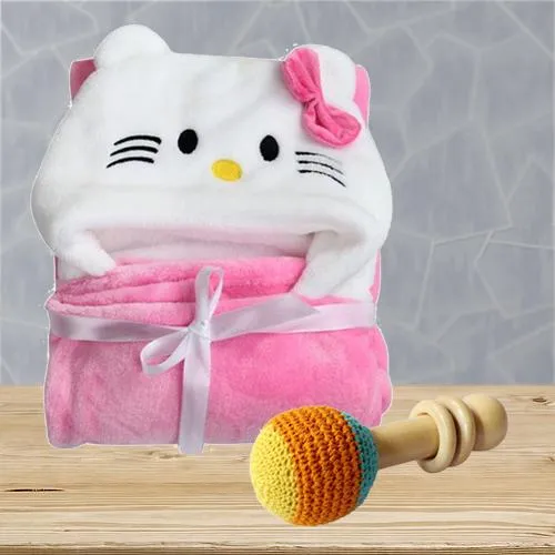 Amazing Wrapper Baby Bath Towel with Rattle Toy<br>