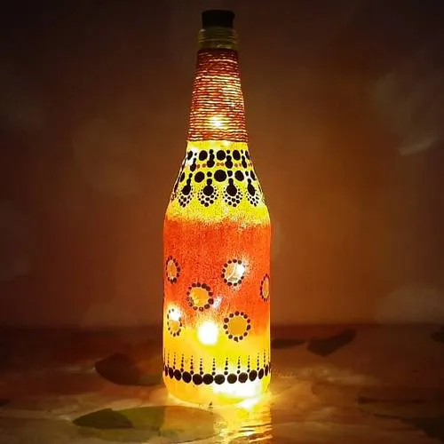 Magnificent Dot Mandala Art Bottle Lamp