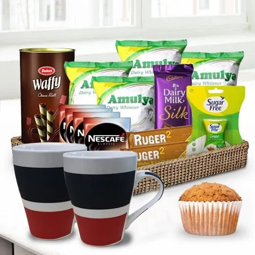 Delicious Coffee N Chocolate Gift Basket for Him