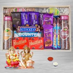Ideal Choco Gourmet Fantasy Hamper with Laxmi Ganesh Idol N Roli Teeka