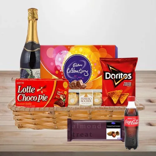 Lovely Chocolate n Chips Hamper with Fruit Wine