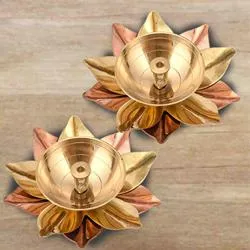 Auspicious Set of Dual Lotus Shaped Deepak