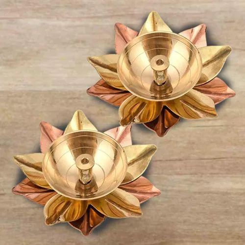 Auspicious Set of Dual Lotus Shaped Deepak