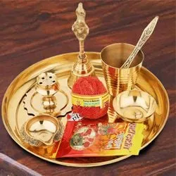 Auspicious Puja Samagri in a Thali