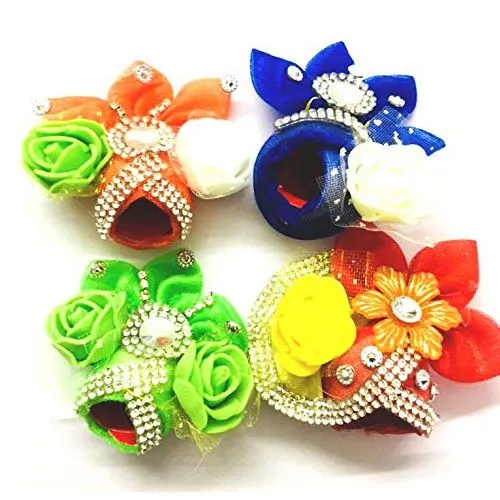 Set of 4 Wonderful Cotton Mukut for Laddu Gopal