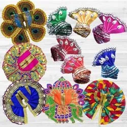 Wonderful Pack of 5 Laddu Gopal Dress with Jewellery Set N 6 Pcs Pagdi