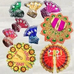 Amazing 3 Pcs Poshak Set with 6 Pcs Pagdi for Laddu Gopal