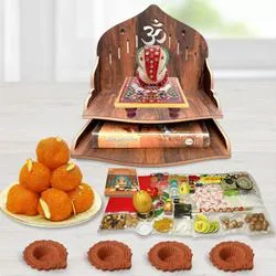 Exclusive Wooden Temple Gift Combo for Pooja