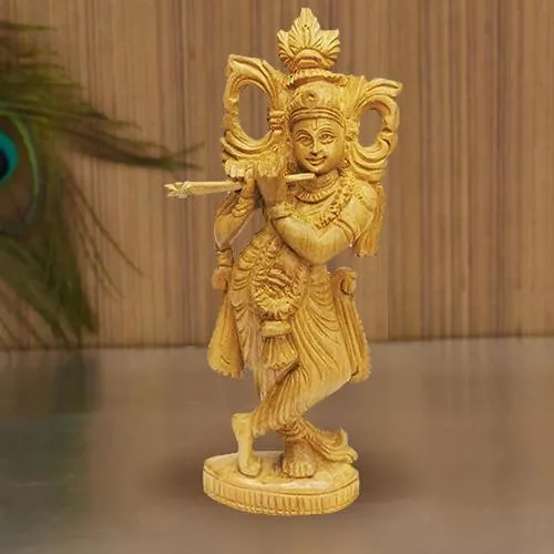 Designer Sandalwood Lord Krishna Statue